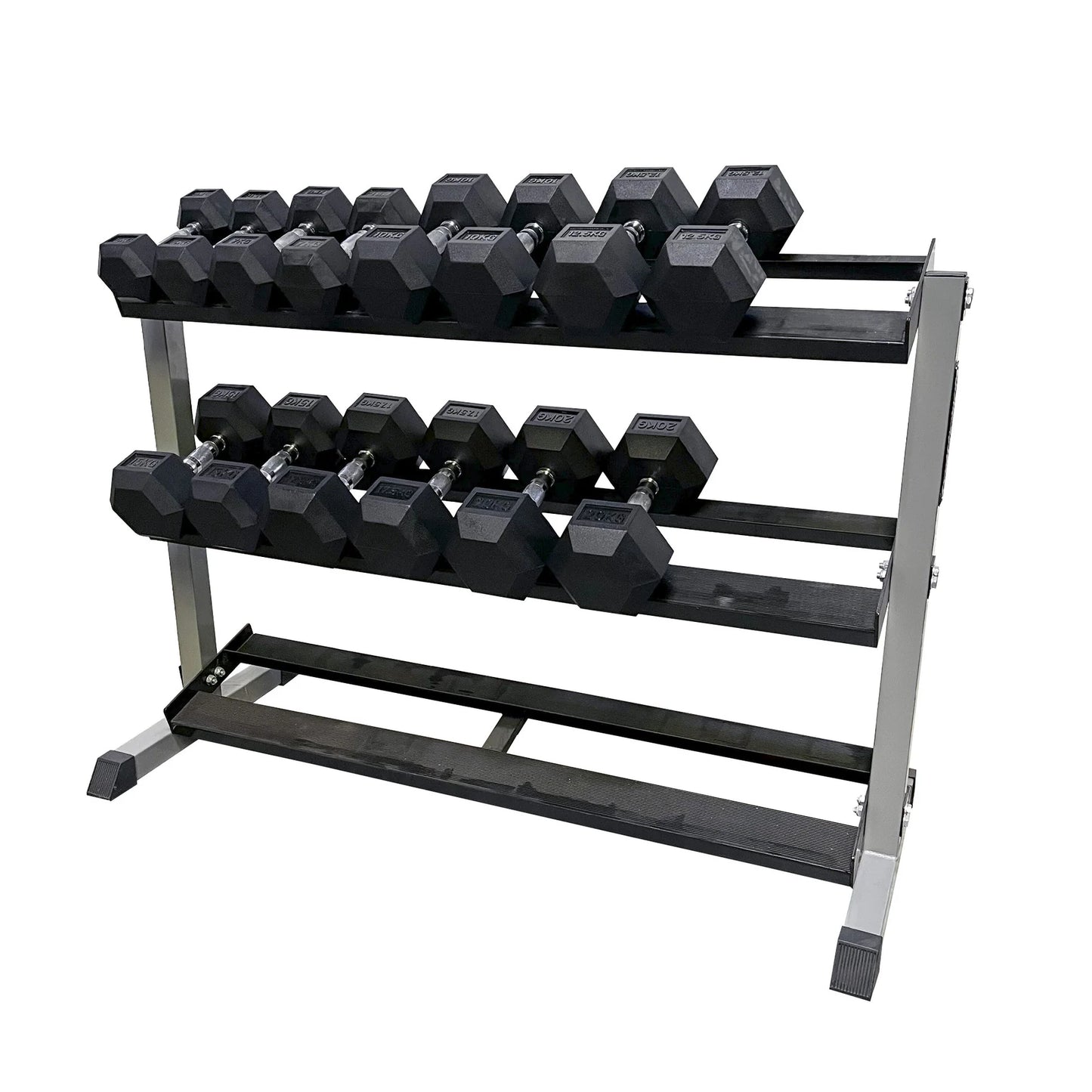 Hex Dumbbell: Medium Package with 3-Tier Rack (5kg to 20kg)