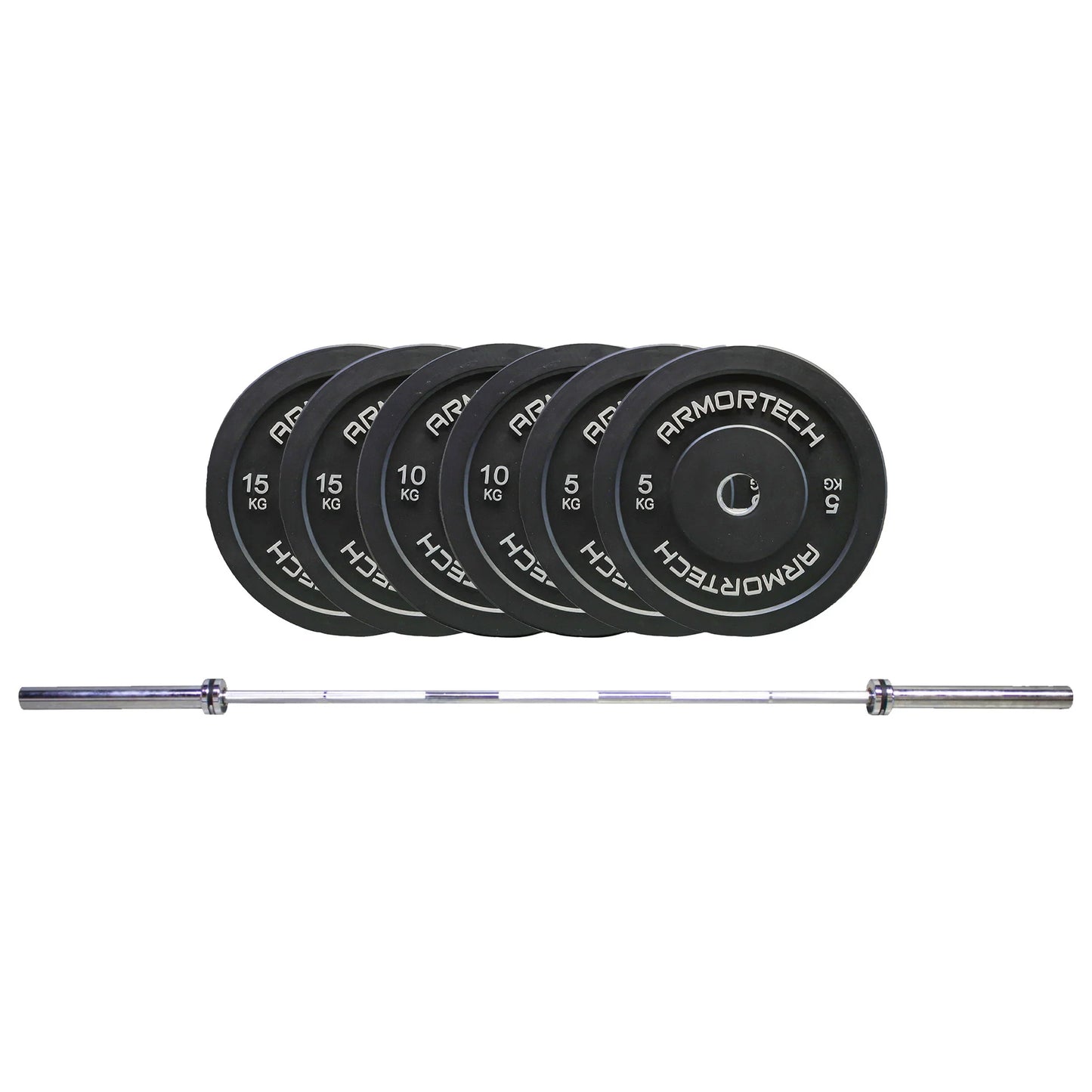 Armortech 80KG Black Bumper & Barbell Package